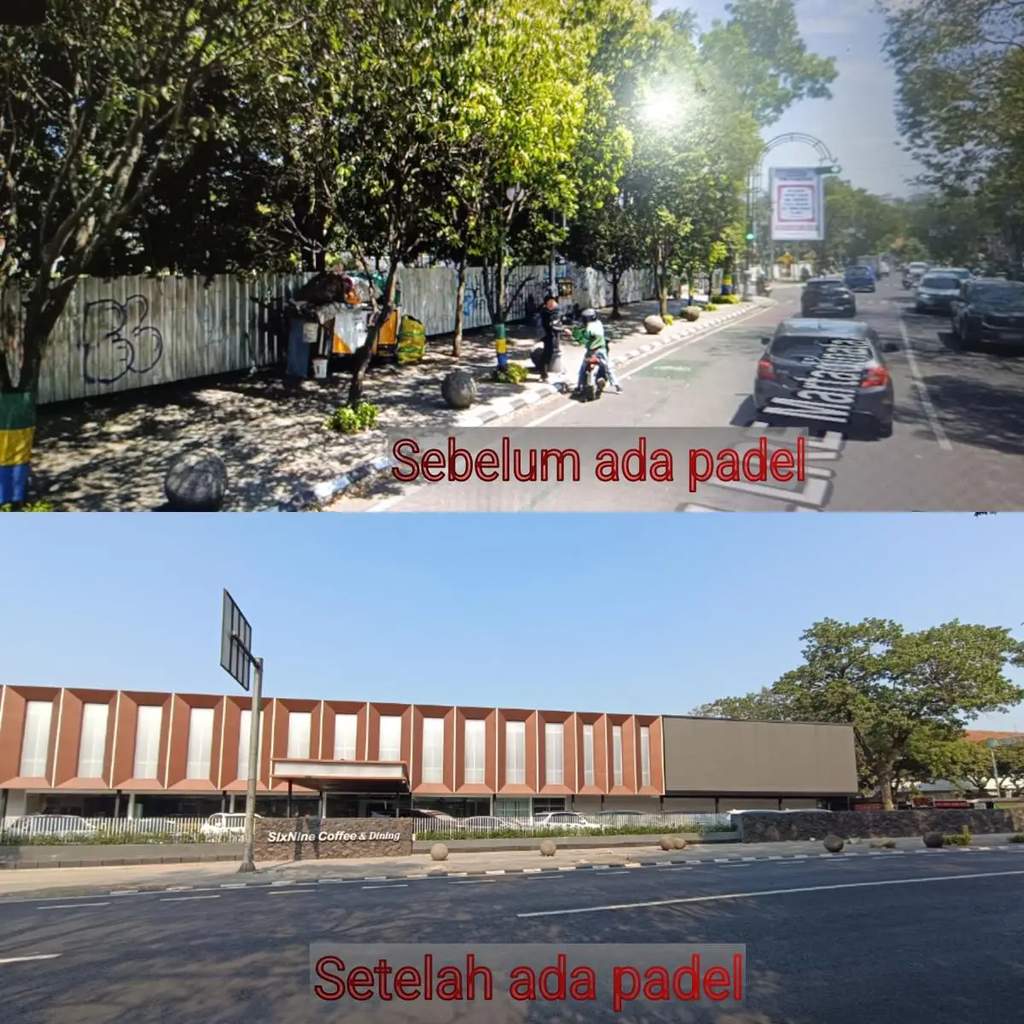 Garis pembatas dan kondisi trotoar di Jalan LLRE Martadinata, Kota Bandung, pasca insiden penebangan pohon liar untuk kepentingan komersial.
