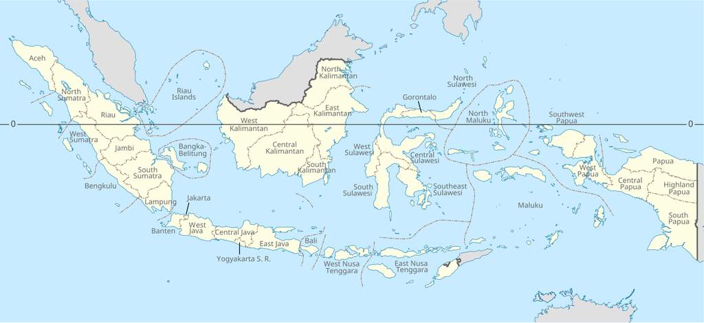 Peta wilayah kepulauan Indonesia yang menunjukkan sebaran provinsi dari Sabang sampai Merauke dalam tampilan digital interaktif.