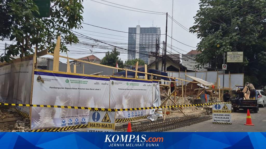 Ilustrasi kawasan perbatasan wilayah Jawa Barat dan DKI Jakarta di Jalan Margonda Raya, Kota Depok, tempat proyek pembangunan gapura baru.
